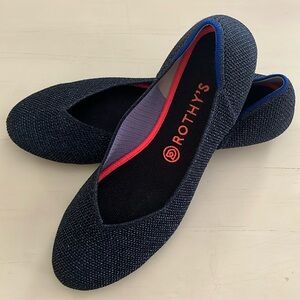 Rothy’s Metallic Lattice Stitch Flats Blue size 10.5